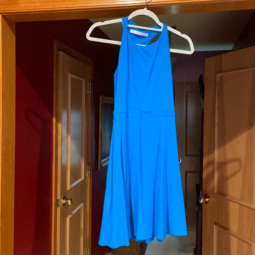 Blue mini dress with fun back